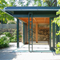 garden pavillion with sliding doors fully open